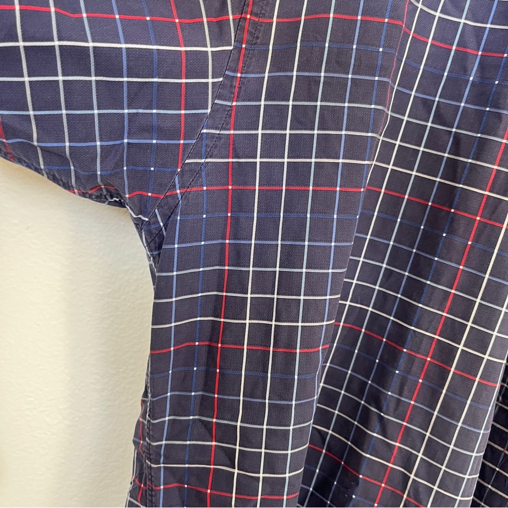 VTG BURBERRY London USA Button Down Shirt XL Blue Red White Check DOT PATTERN - Picture 12 of 16